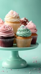 Assorted cupcakes in pastel pink frosting  dessert treats
