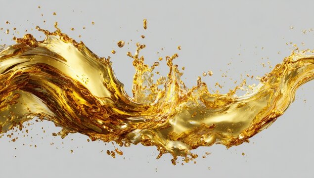Golden liquid splashes and swirls