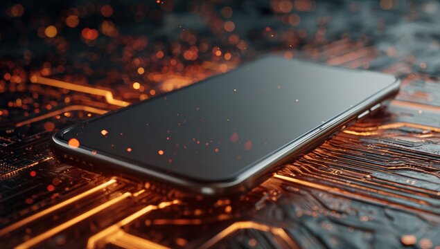 Modern phone on circuit board