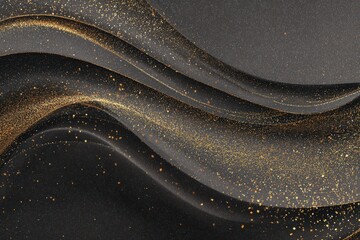 Abstract dark background with golden waves