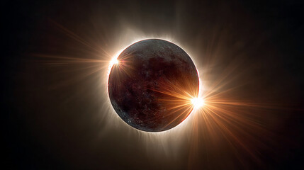 Obraz premium Annular solar eclipse moon sun rays space celestial cosmic darkness light