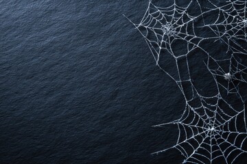 Halloween spider web on dark slate background