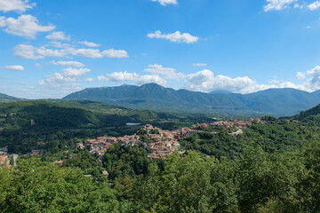 Panoramic view of the landscape of Cassano Irpino, a small town in Campania, Italy.