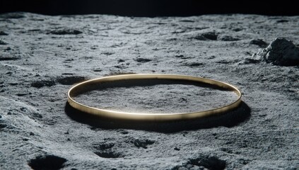 Golden ring on moon-like surface