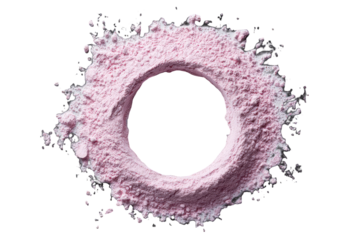 Pink powder forms a circle frame
