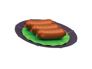 wurst plate icon 3d illustration render