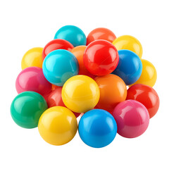 Pile of colorful plastic balls isolated on transparent background toy balls for children