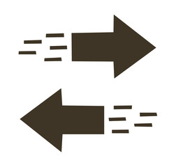 two arrows symbol pointing opposite direction on white background	