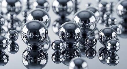 Reflective Chrome Orbs Arrangement with surface reflections visual