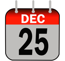 25 December Christmas calendar vector illustration on white background