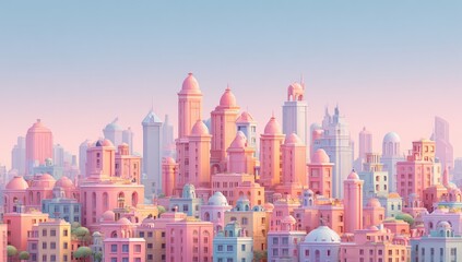 Pastel cityscape panorama