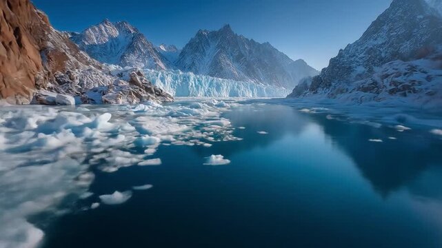 Glacier lake mountain scenery