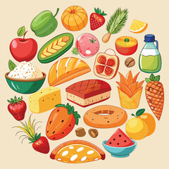  Food vector, Food design, Food concept, Food post, Food cartoon, Food icon, Food template, Food art, Food topics, Food doodle