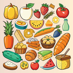  Food vector, Food design, Food concept, Food post, Food cartoon, Food icon, Food template, Food art, Food topics, Food doodle