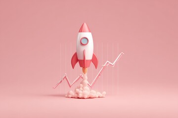 Pink rocket launching, growth chart
