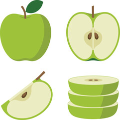 Juicy Green Apple Slices and Whole Fruit Depicting Freshness and Healthy Eating Options for Food Related Designs and Recipes