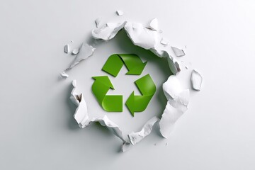 Recycled symbol in a hole