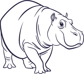 A cute cartoon hippopotamus and rhinoceros vector illustration for a fun wild safari animal drawing