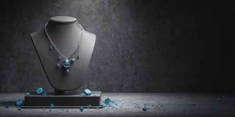 Jewelry display on dark background