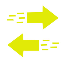 two arrows symbol pointing opposite direction on white background	