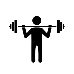 Man lifting weights in gym with dumbbell and barbell illustration