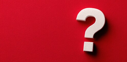 White question mark on a red background