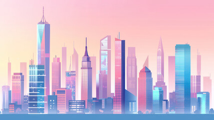 Fototapeta premium Cityscape skyline illustration