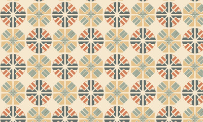 Fototapeta premium Traditional Medieval Quilt Pattern with Geometric Medallion Ornament