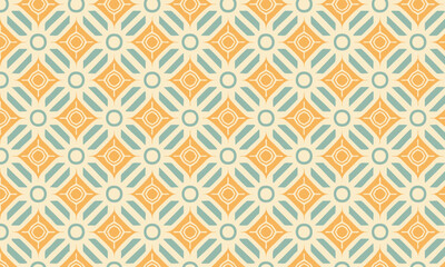 Vintage Geometric Seamless Pattern with Diamond and Circle Ornament