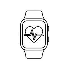 A smartwatch displaying a heart rate monitor, showing health and fitness tracking.