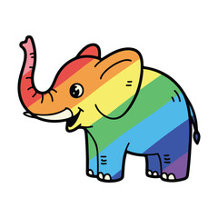 Fototapeta premium Joyful Rainbow Elephant Cartoon Illustration: LGBTQ+ Pride, Children's Book, Happy Animal Design.