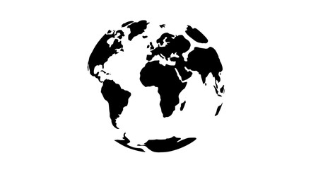 Stylized Black and White Globe Icon Representing Earth.
