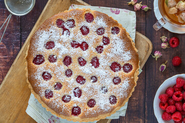Raspberry frangipane tart with fresh fruit