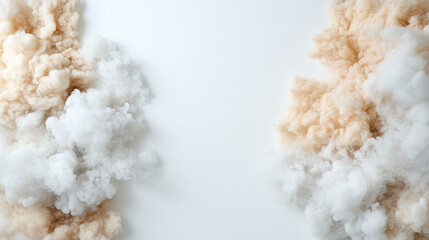 Soft clouds in dual tones create serene atmosphere, resembling gentle smoke or fog