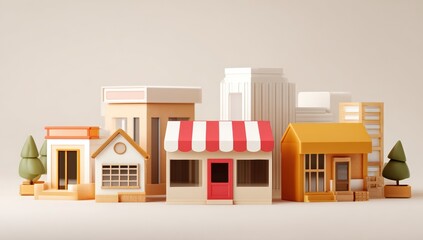 Stylized cityscape miniature