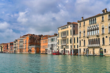 Canal Grande with colorful old buildings, Venice, Italy