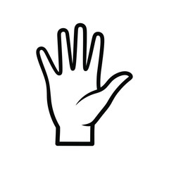 Obraz premium Hand showing five fingers isolated on white background, representing a high five, stop, or counting, depicted with a clean, minimalist line art style