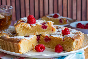 Raspberry frangipane tart with fresh fruit