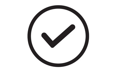 check mark inside open circle outline, flat PNG with transparent background for confirmation, verification, and approval