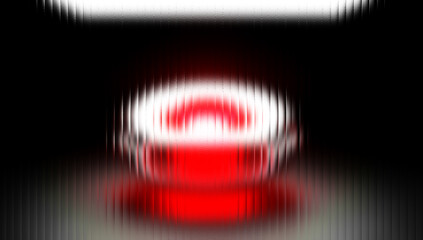 An emergency stop button glowing urgently in a dark undefined space a promise of immediate action presented with a