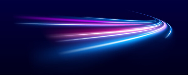 Bright blue light beams slice through darkness, forming a futuristic grid. The blur suggests velocity and direction. A sleek and powerful concept of motion.