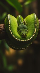 Emerald Embrace: Green Tree Python's Rest