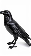 Obraz premium Black Raven Figurine with Glossy Surface on White Background for Decoration