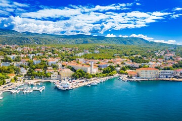Naklejka premium Aerial view of town of Kraljevica in Kvarner bay, Adriatic coast of Croatia