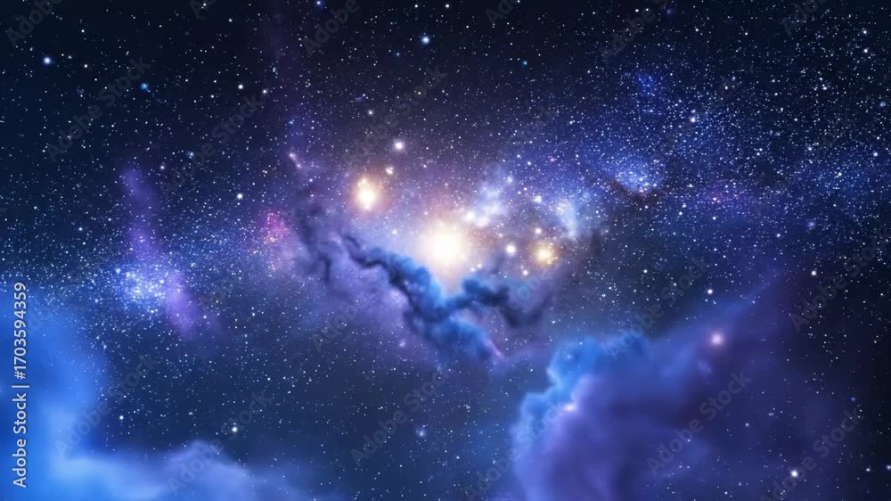 Canvas Prints abstract seamlessly looping video of an evolving nebula effect, generating a vibrant galaxy light ba