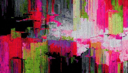 Abstract digital art with vibrant, distorted brushstrokes