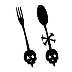 set skull spoon and fork