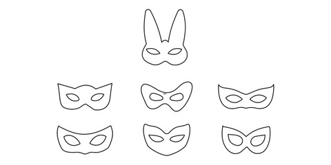 Collection of black superhero masks icons for costume party or masquerade events. © TRENDING VECTOR ART3