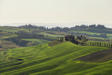 spring countryside landscape over the tuscany hills