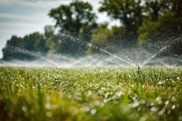 Irrigation system watering a field